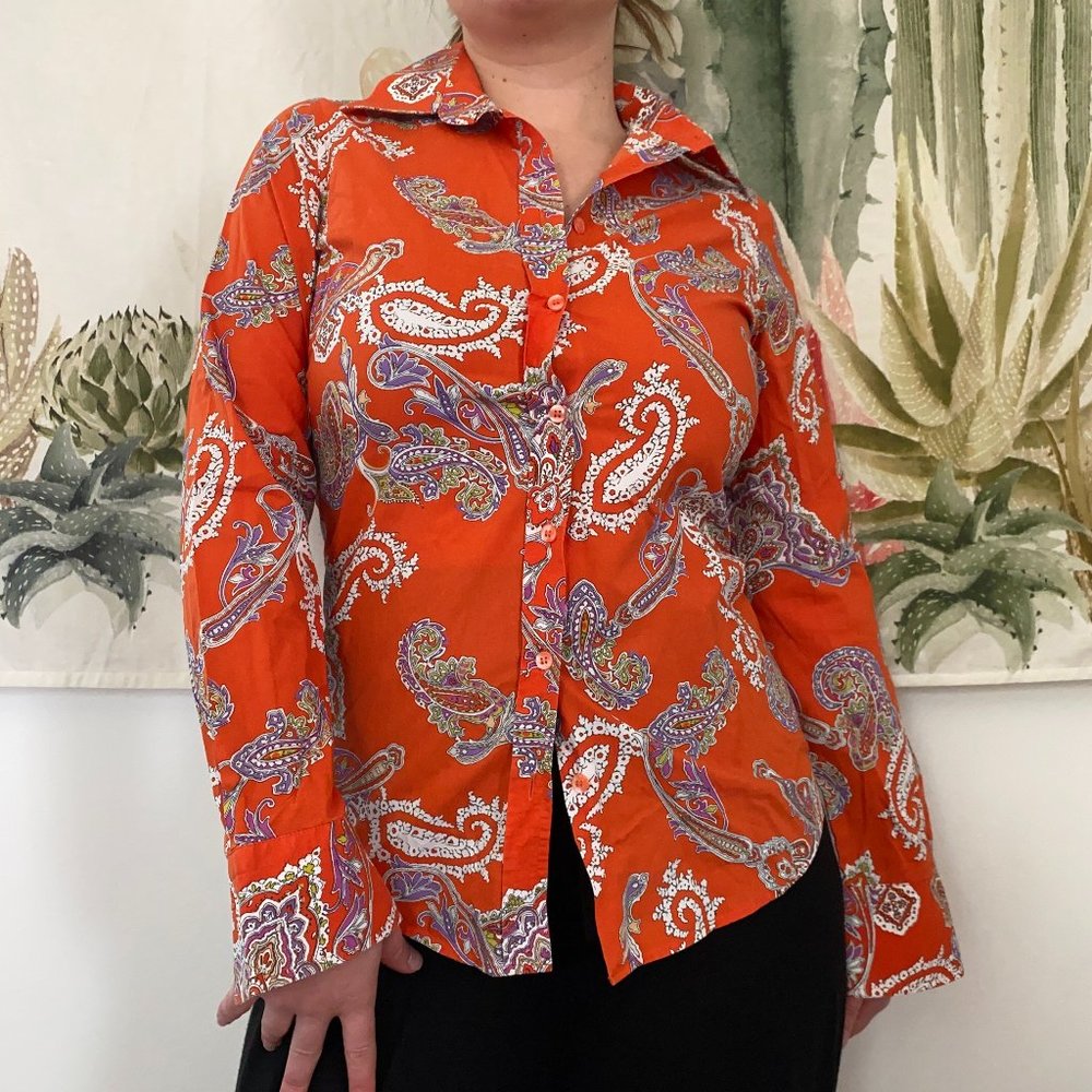 ORANGE PATTERN BUTTON DOWN